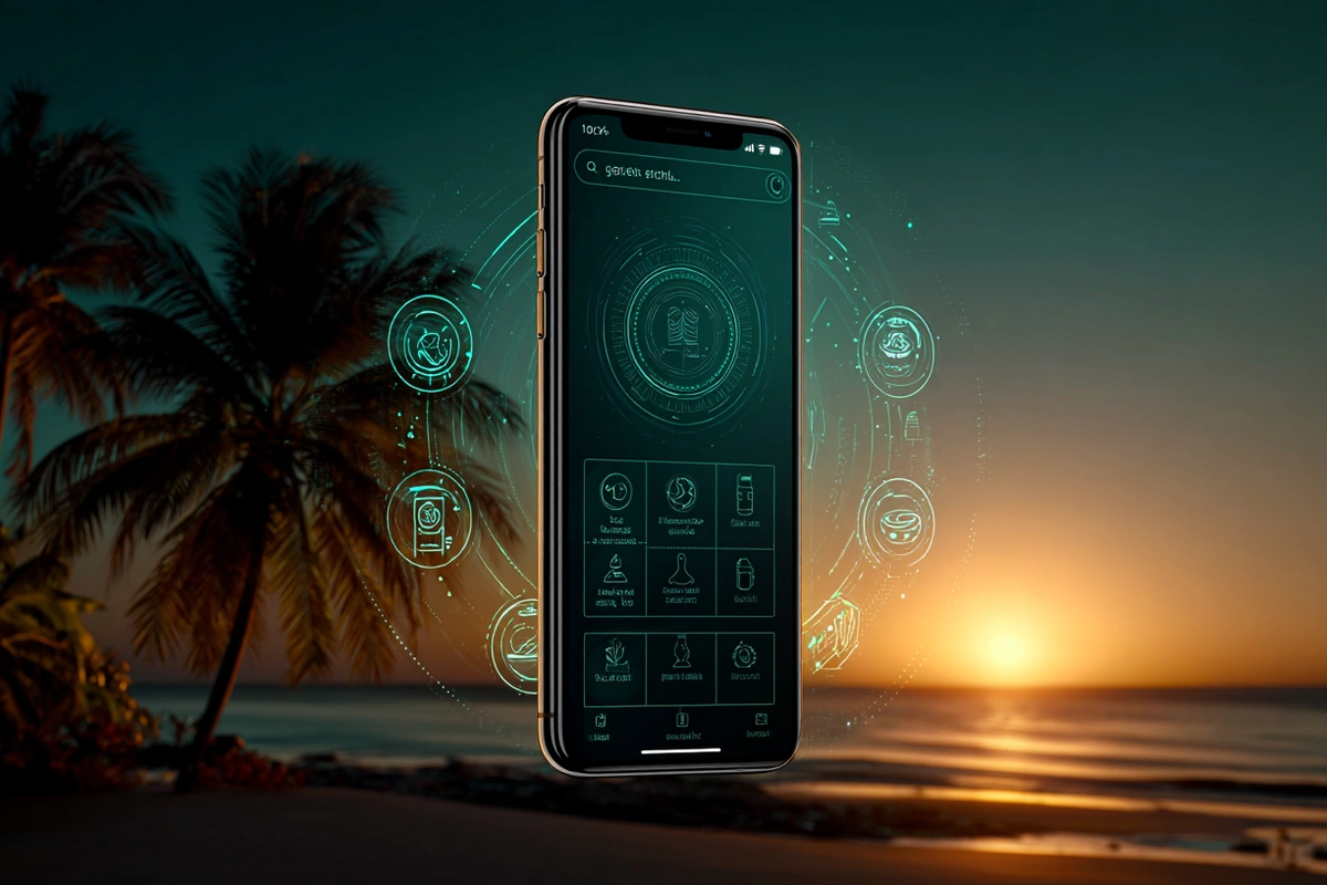 Person using mobile phone to search for places on Koh Phangan